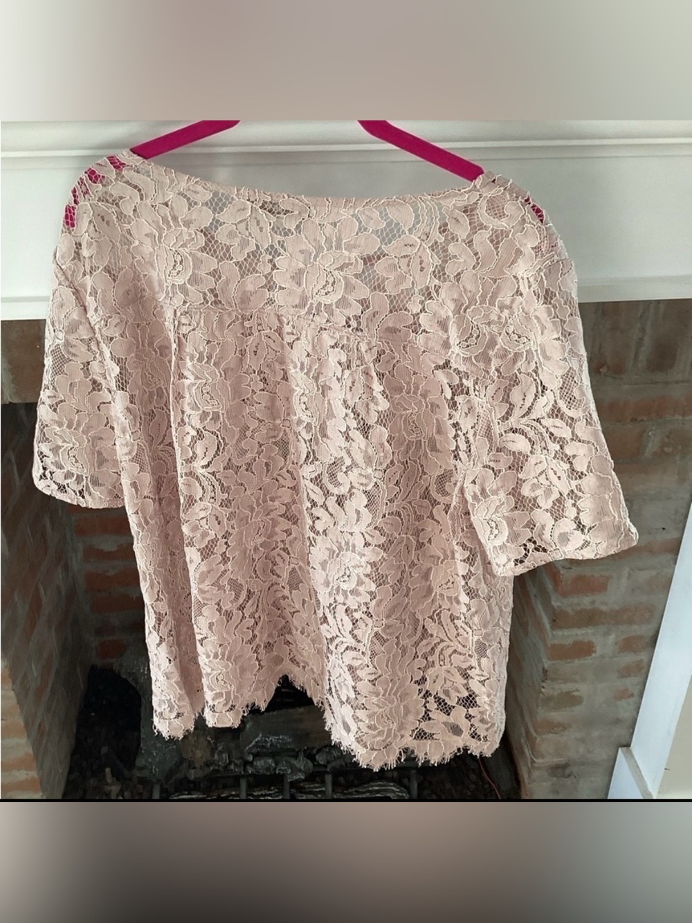 Ann Taylor LOFT Blush Nude Lace Sheer Blouse size Large - Picture 2 of 4
